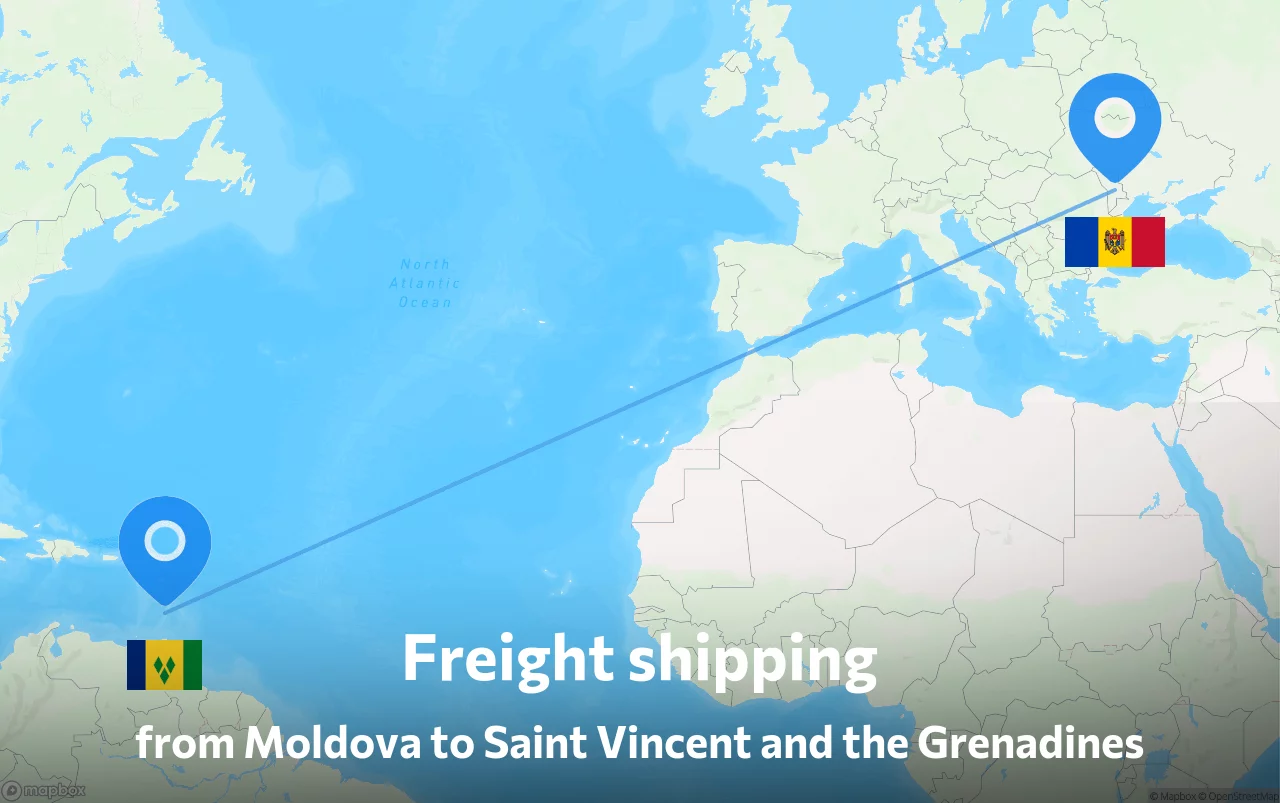 Shipping route from Moldova to Saint Vincent and the Grenadines