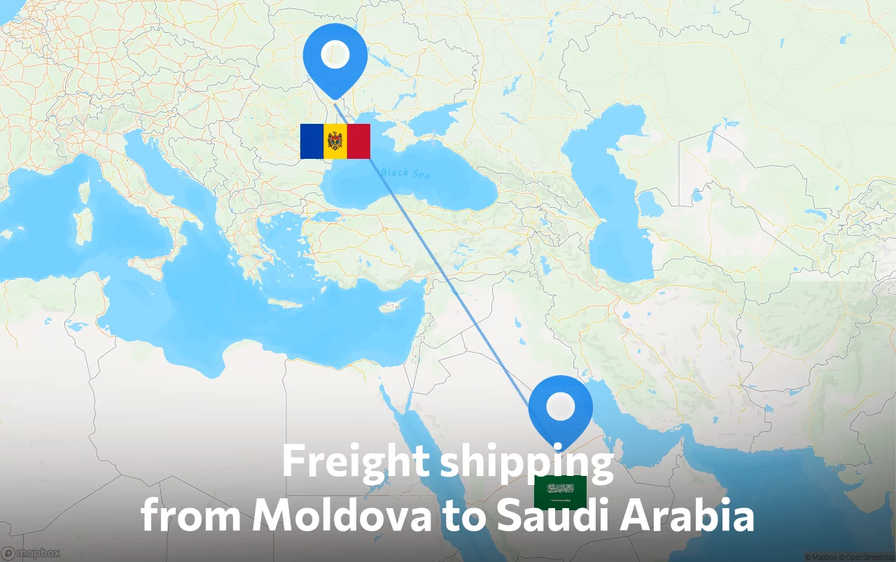 Shipping route from Moldova to Saudi Arabia