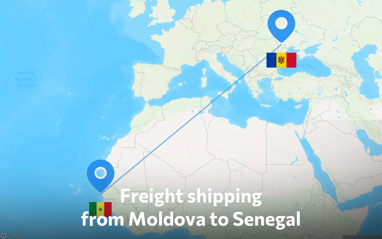 Shipping route from Moldova to Senegal