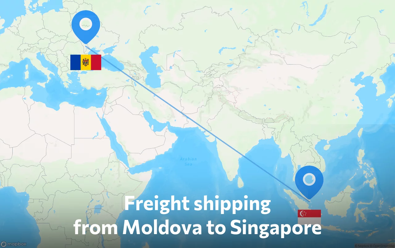 Shipping route from Moldova to Singapore