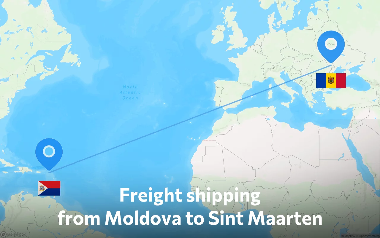 Shipping route from Moldova to Sint Maarten