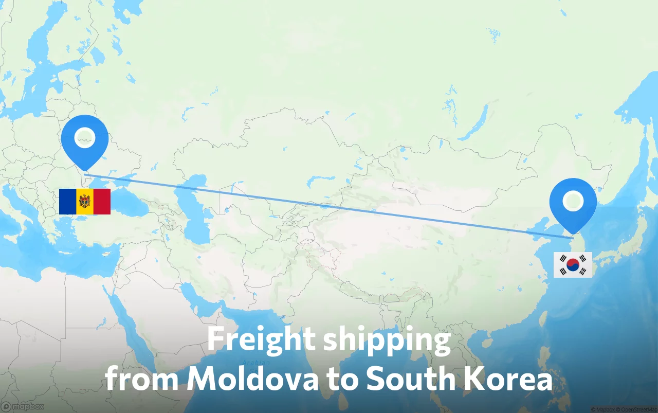 Shipping route from Moldova to South Korea