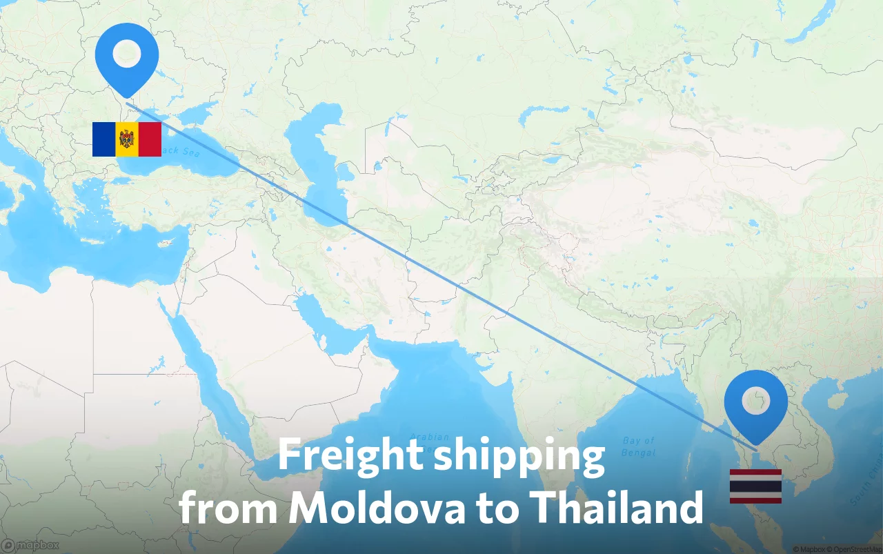 Shipping route from Moldova to Thailand