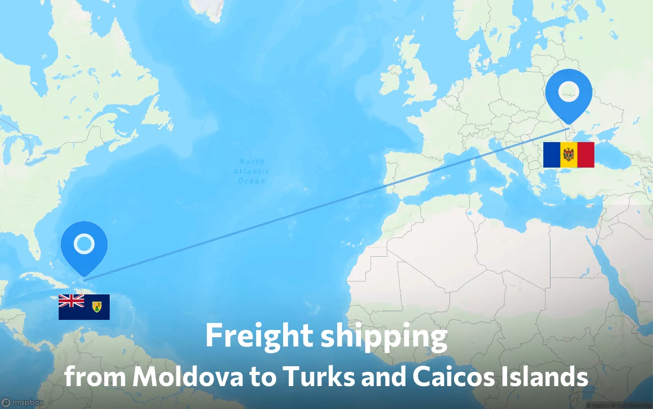 Shipping route from Moldova to Turks and Caicos Islands