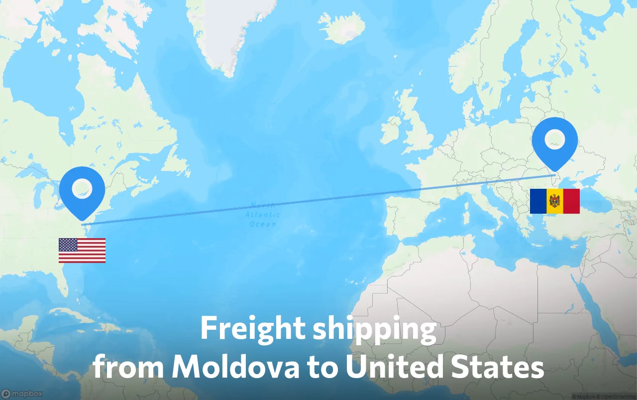 Shipping route from Moldova to United States