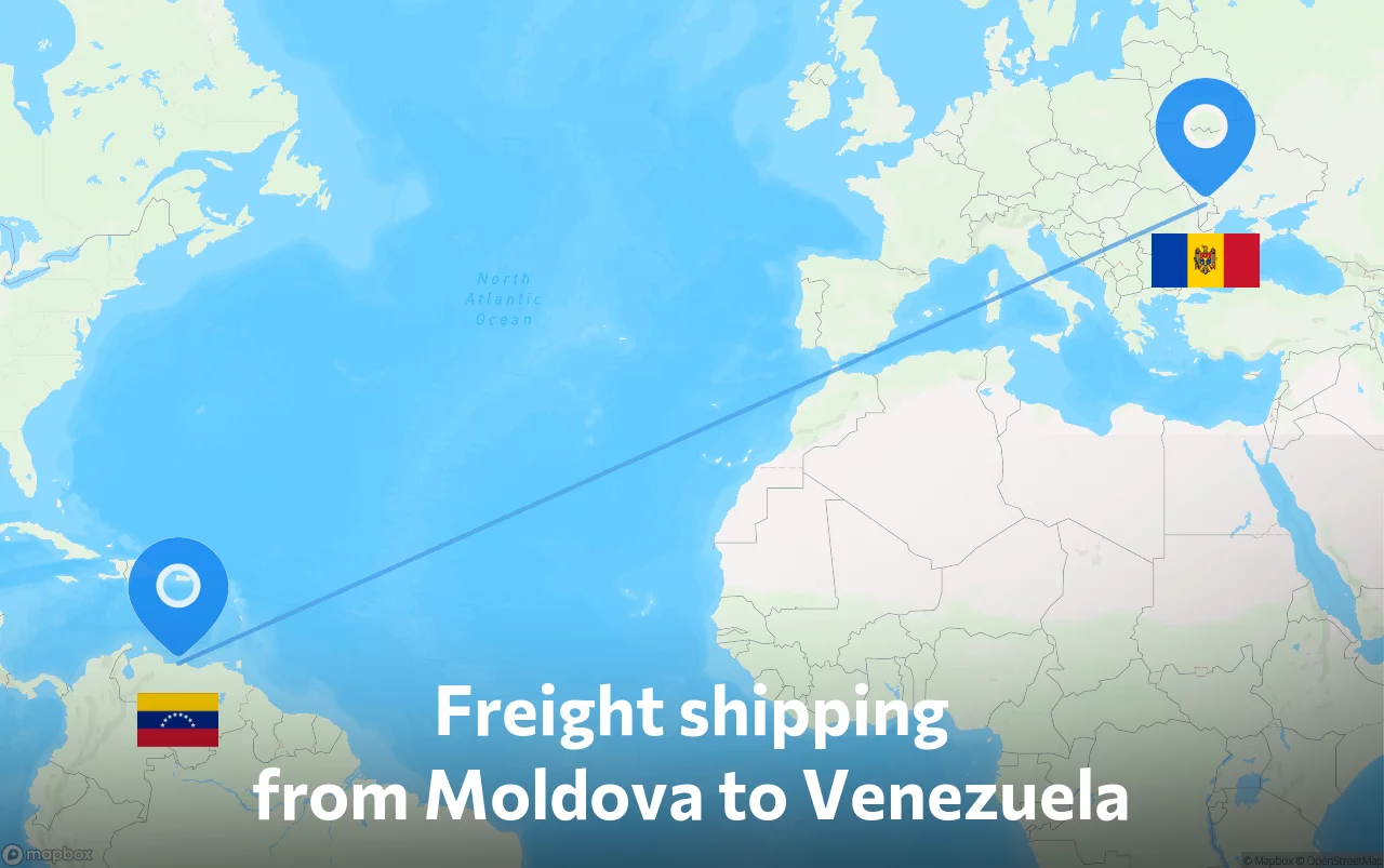 Shipping route from Moldova to Venezuela