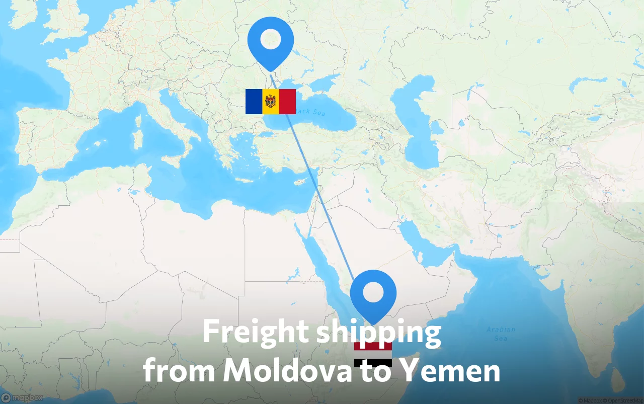 Shipping route from Moldova to Yemen