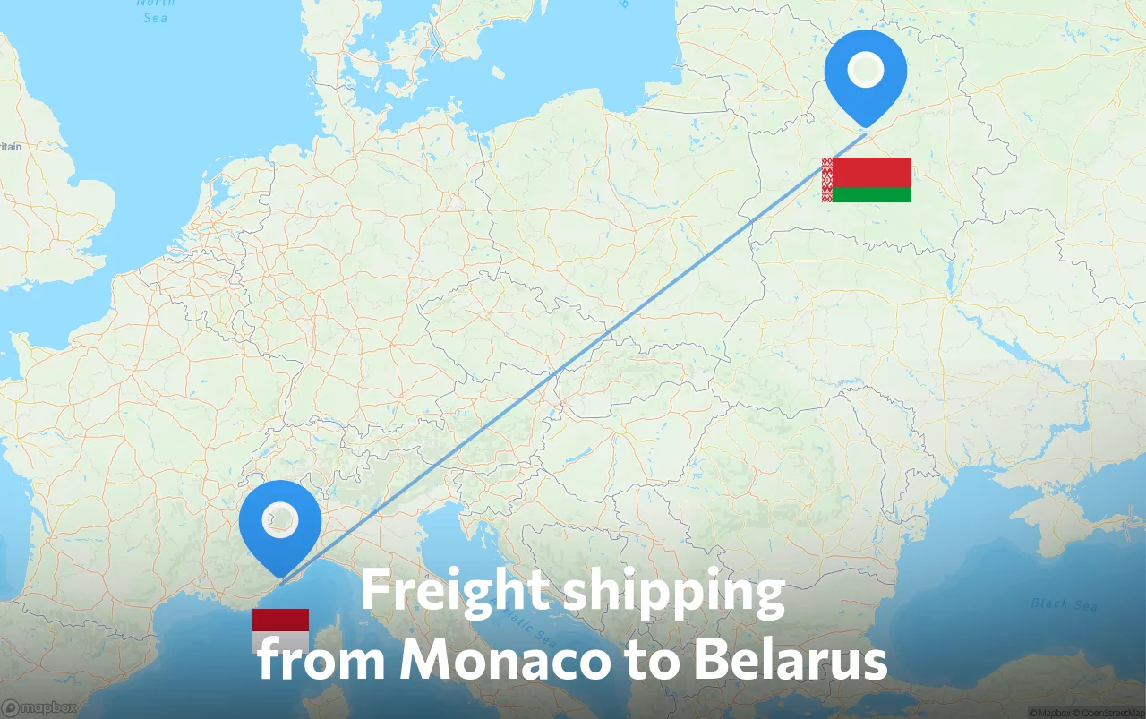 Shipping route from Monaco to Belarus