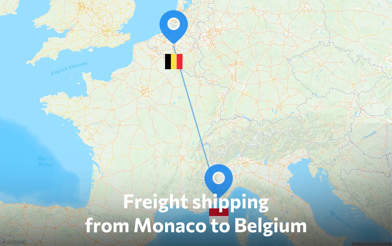 Shipping route from Monaco to Belgium