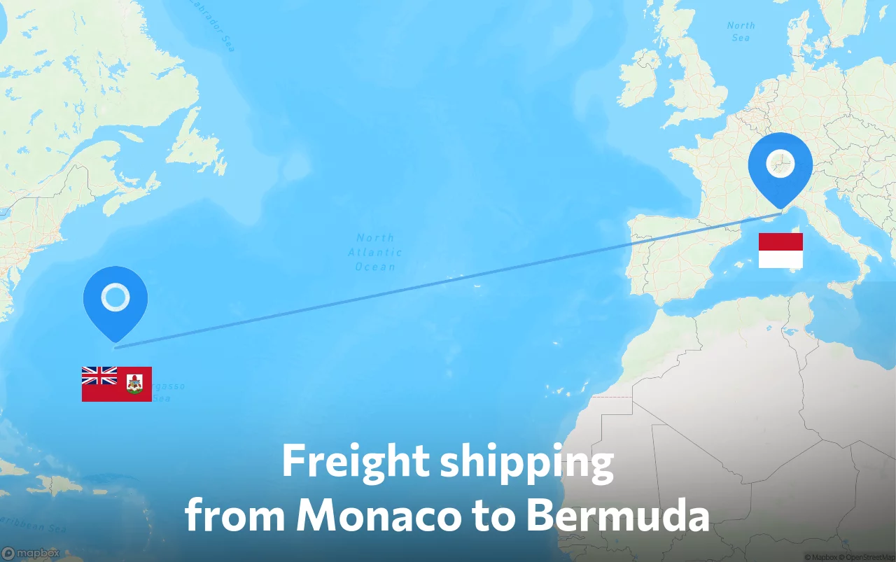 Shipping route from Monaco to Bermuda
