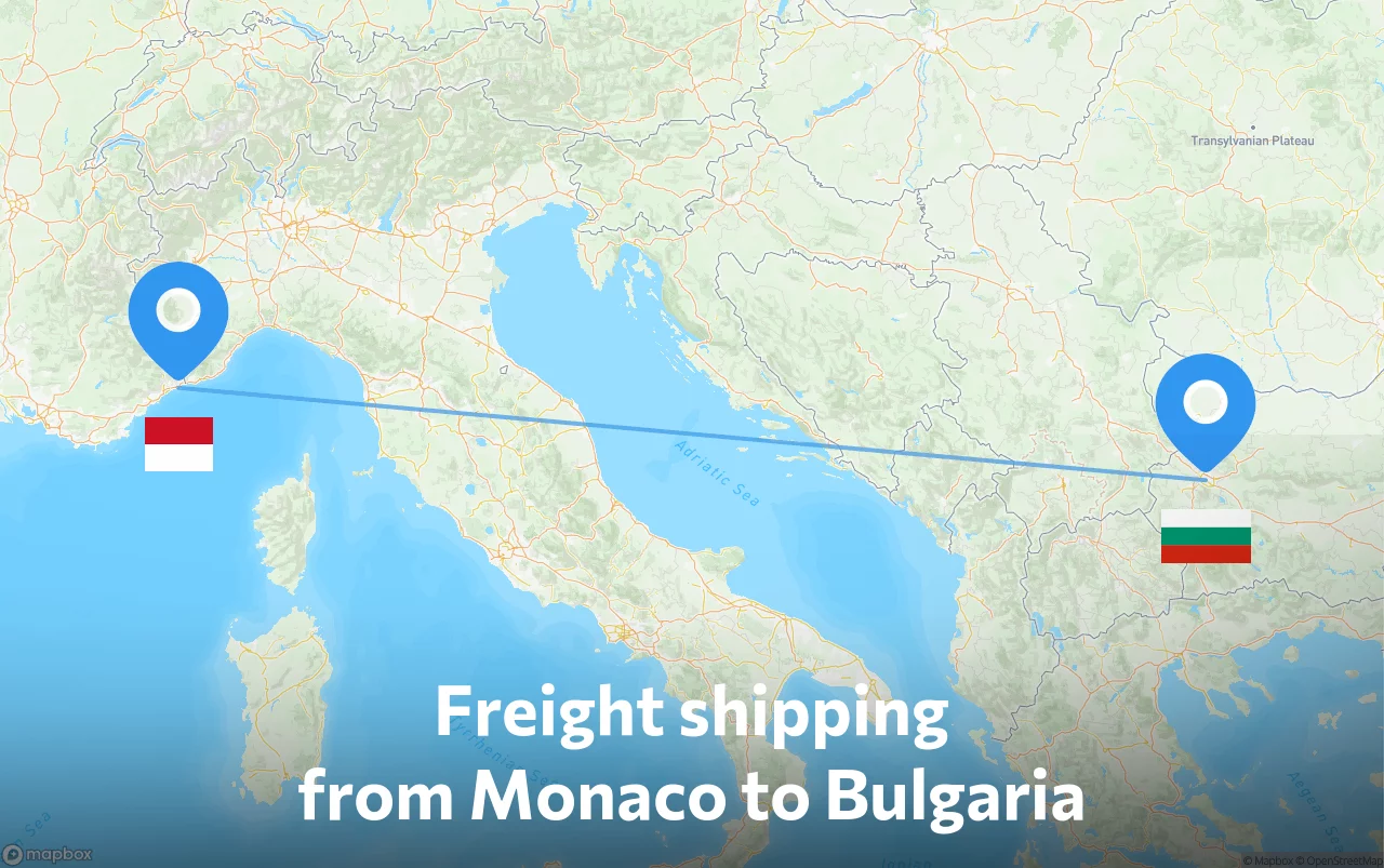 Shipping route from Monaco to Bulgaria