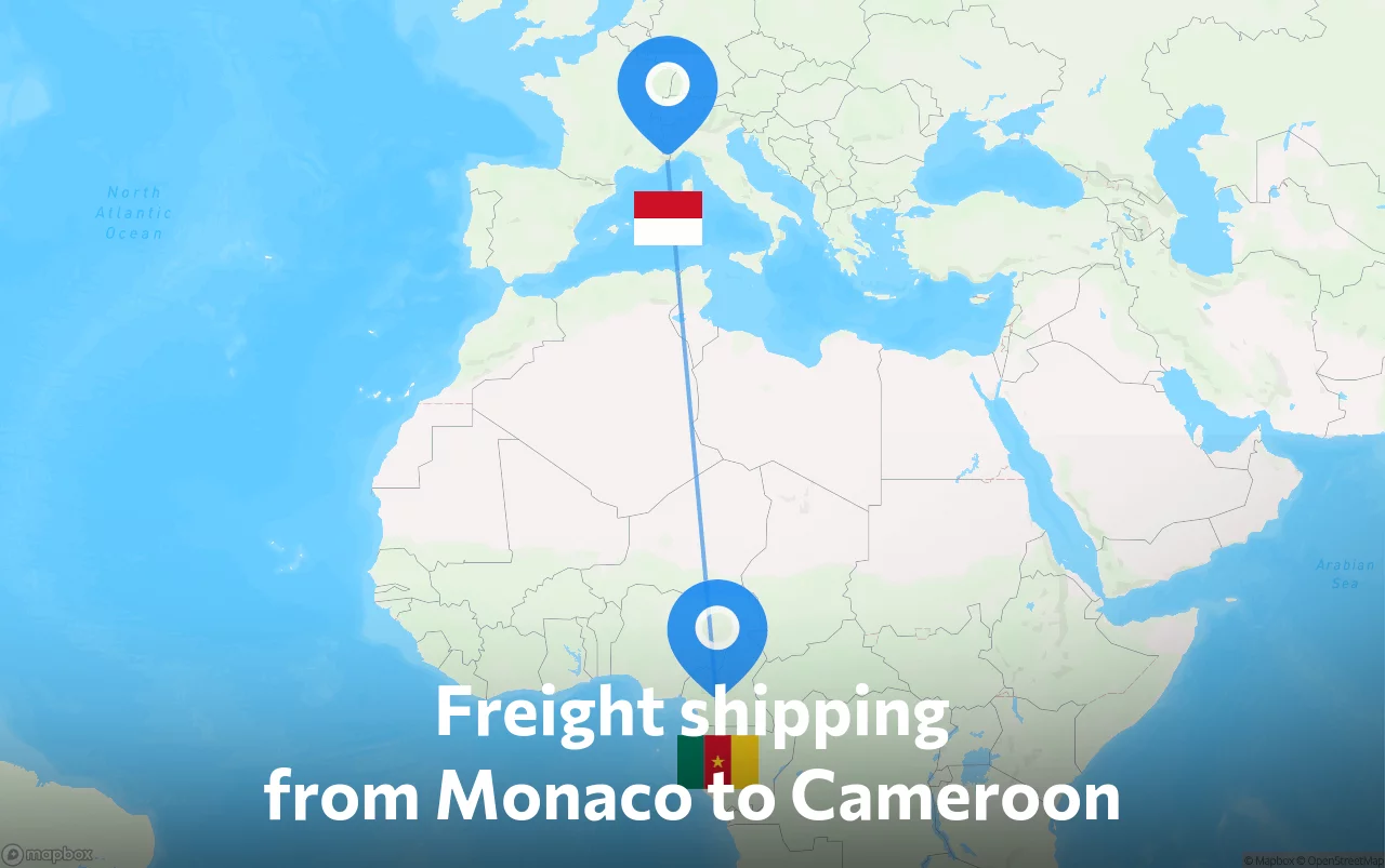 Shipping route from Monaco to Cameroon