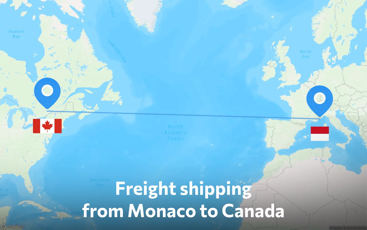 Shipping route from Monaco to Canada