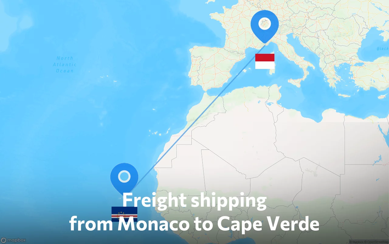 Shipping route from Monaco to Cape Verde