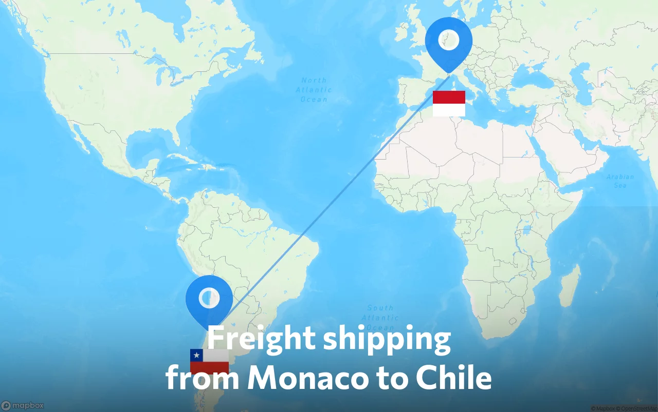 Shipping route from Monaco to Chile