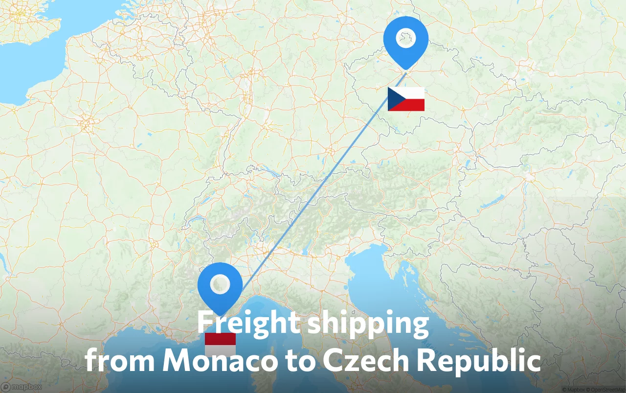 Shipping route from Monaco to Czech Republic