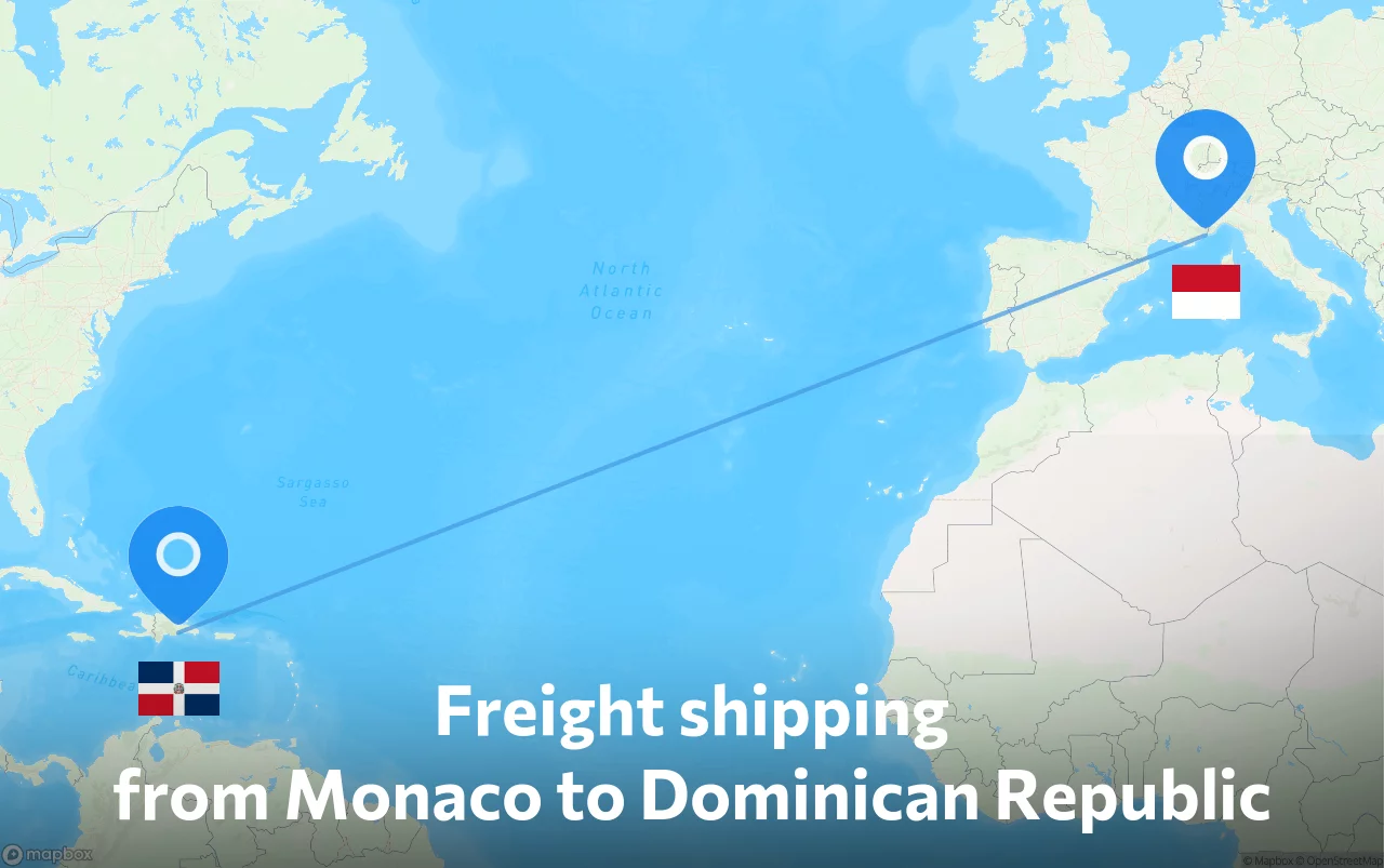 Shipping route from Monaco to Dominican Republic