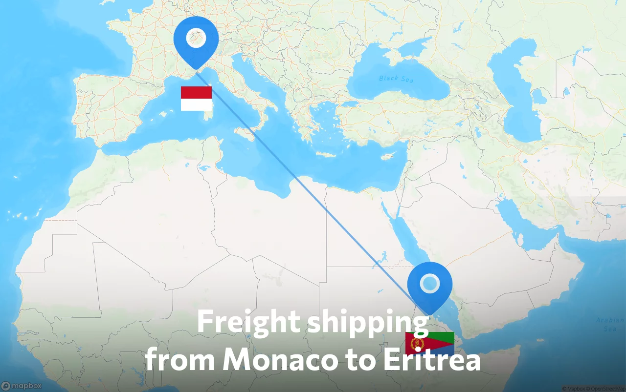 Shipping route from Monaco to Eritrea