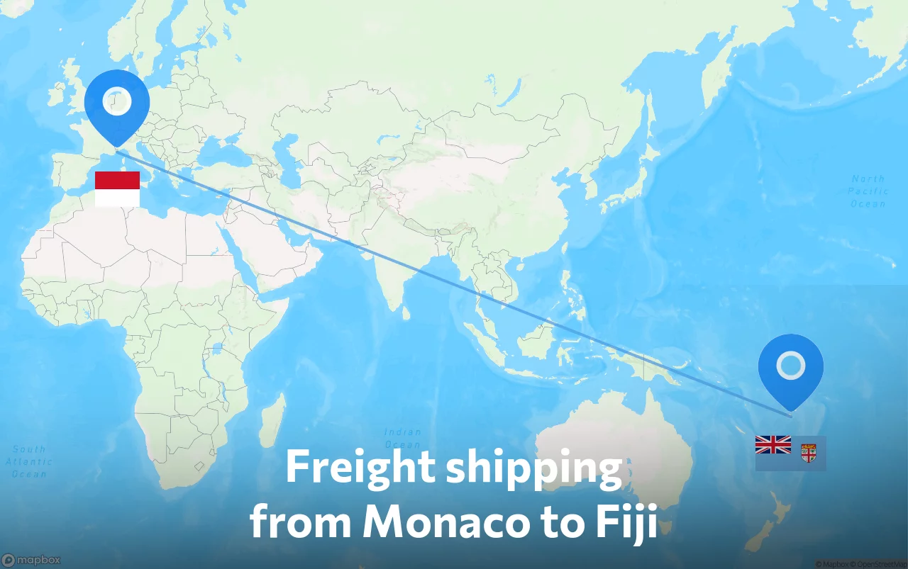 Shipping route from Monaco to Fiji