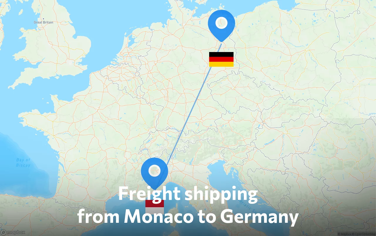 Shipping route from Monaco to Germany