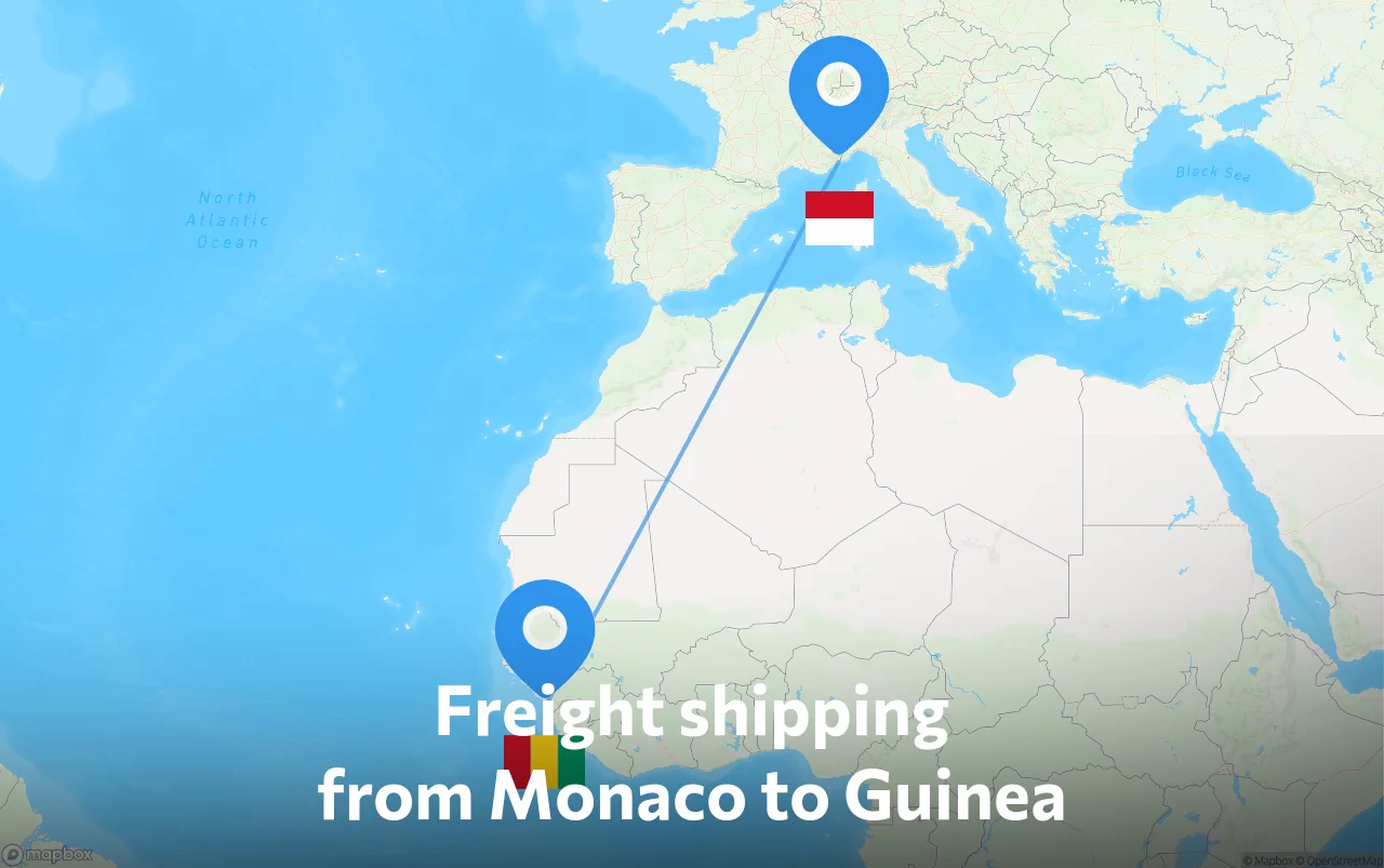 Shipping route from Monaco to Guinea