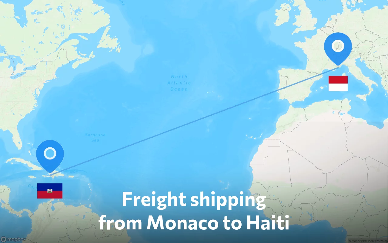 Shipping route from Monaco to Haiti