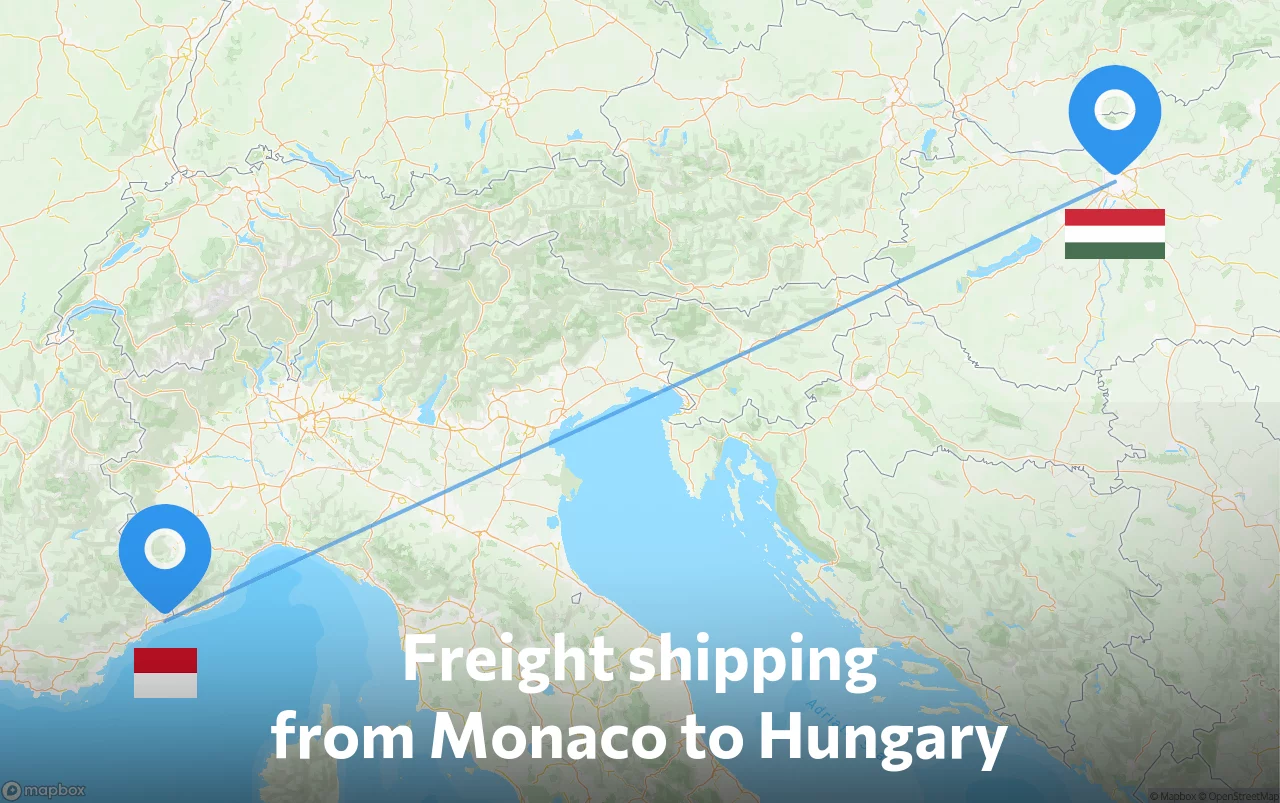 Shipping route from Monaco to Hungary