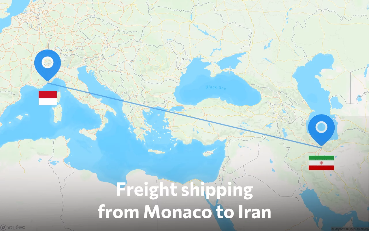 Shipping route from Monaco to Iran