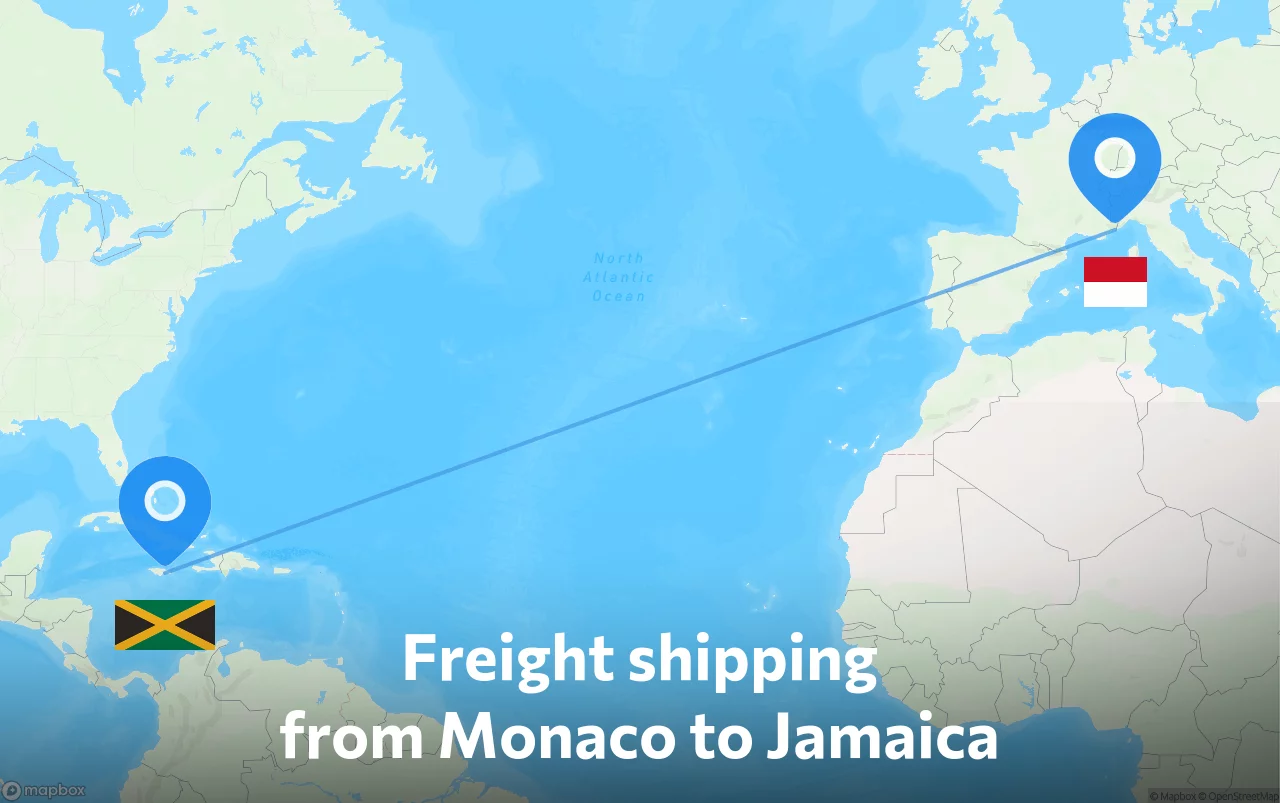 Shipping route from Monaco to Jamaica