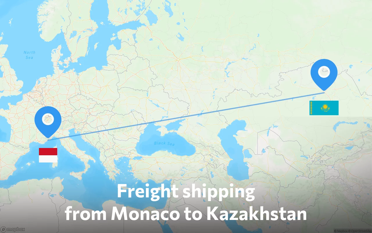 Shipping route from Monaco to Kazakhstan
