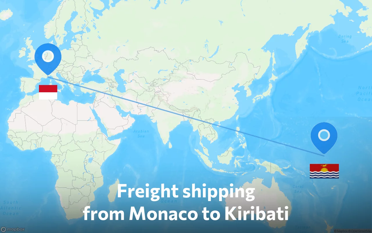 Shipping route from Monaco to Kiribati