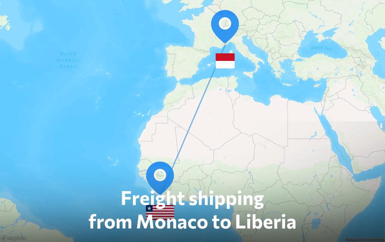 Shipping route from Monaco to Liberia