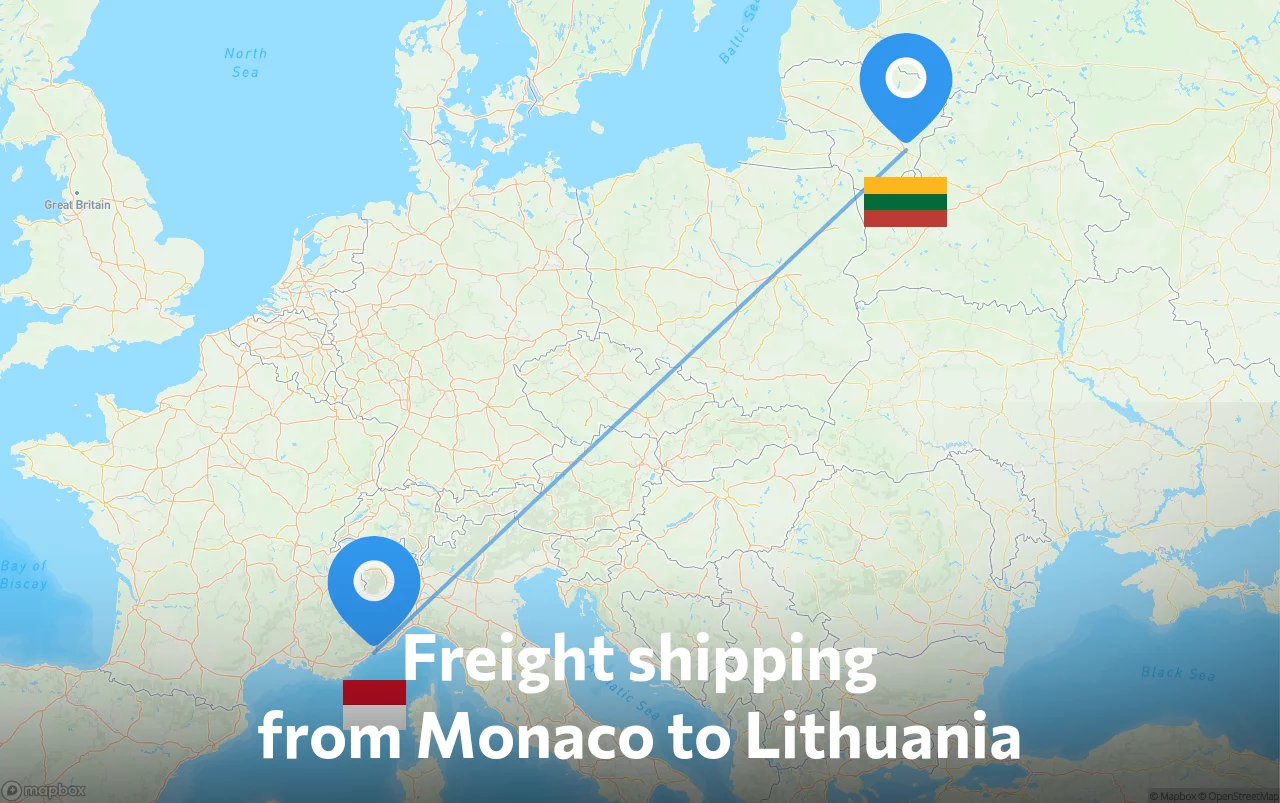 Shipping route from Monaco to Lithuania