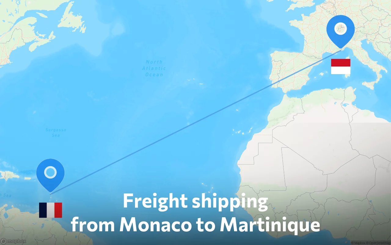 Shipping route from Monaco to Martinique