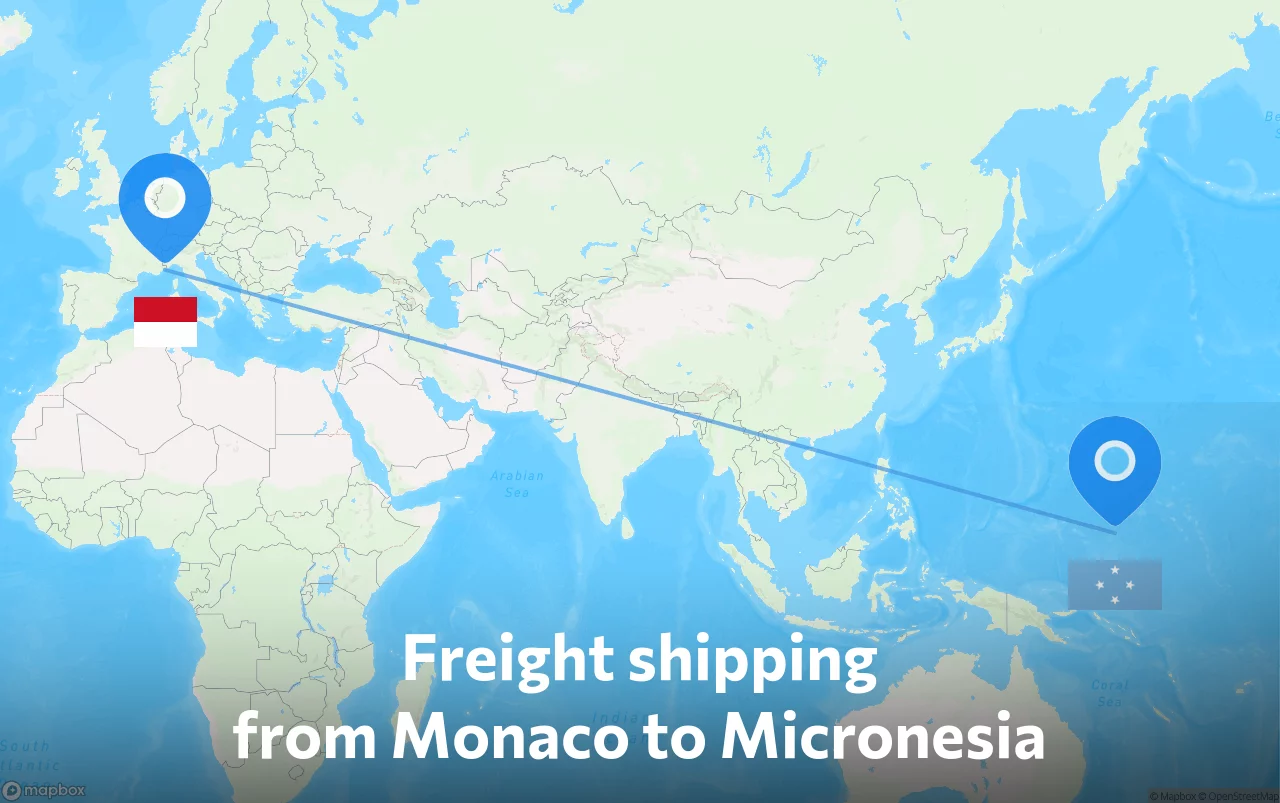 Shipping route from Monaco to Micronesia