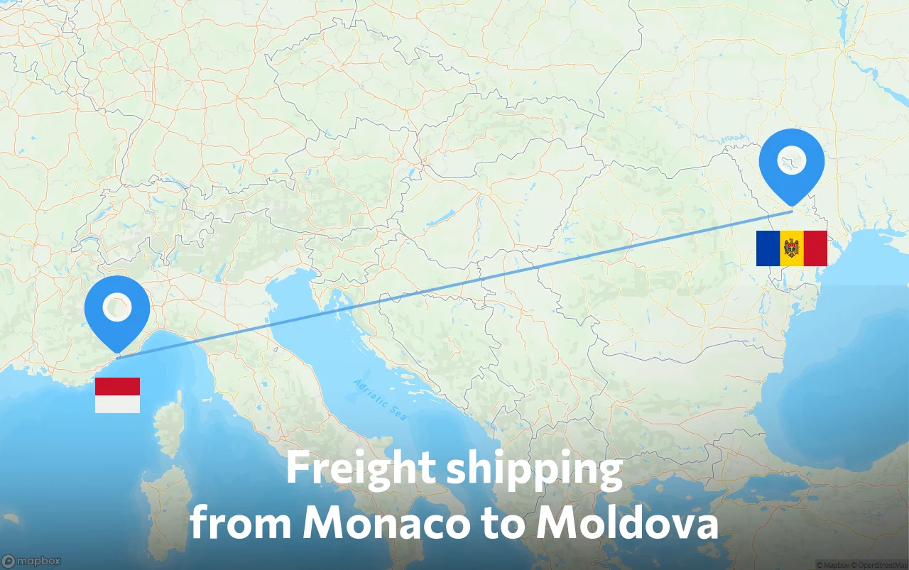 Shipping route from Monaco to Moldova