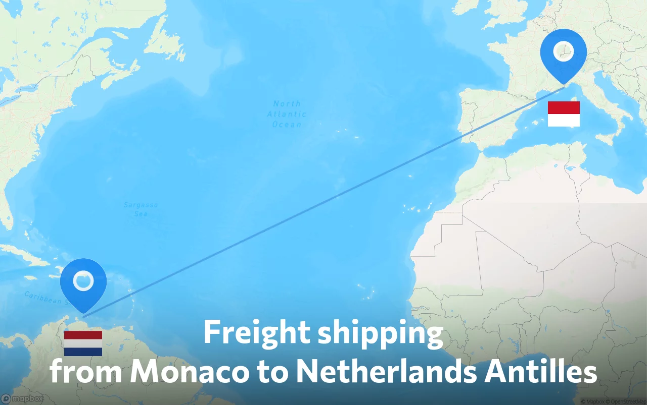 Shipping route from Monaco to Netherlands Antilles