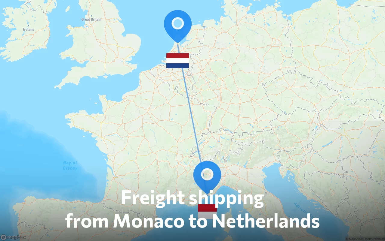 Shipping route from Monaco to Netherlands