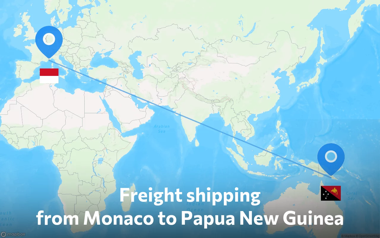 Shipping route from Monaco to Papua New Guinea