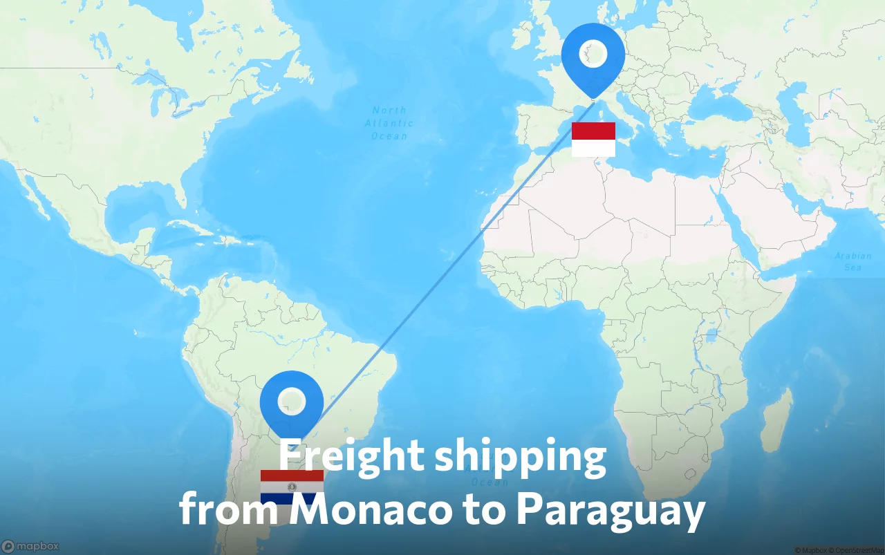 Shipping route from Monaco to Paraguay
