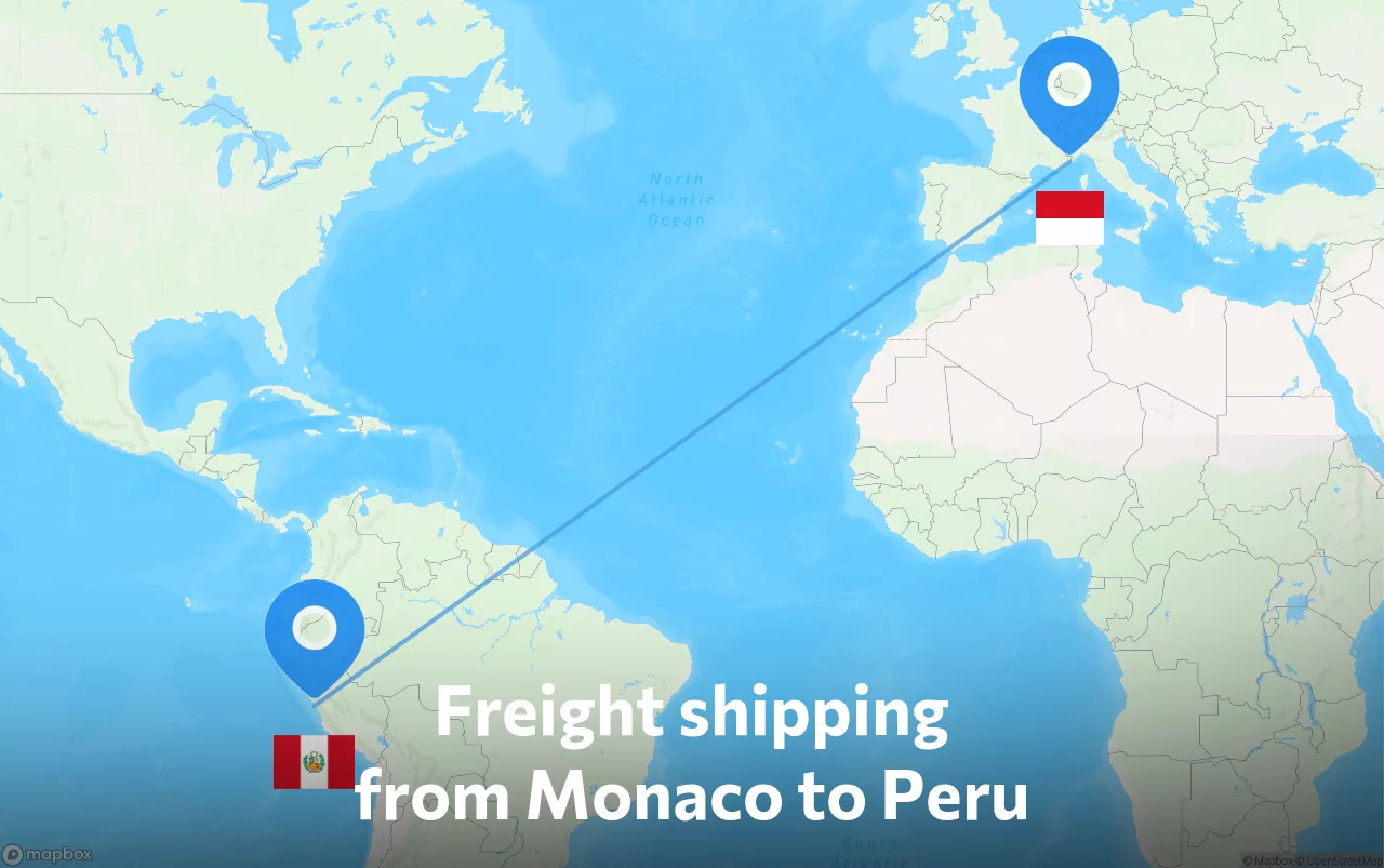 Shipping route from Monaco to Peru