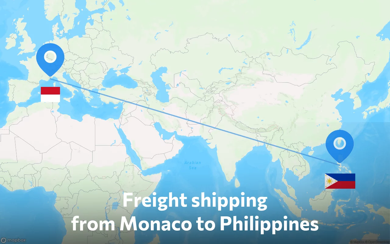Shipping route from Monaco to Philippines