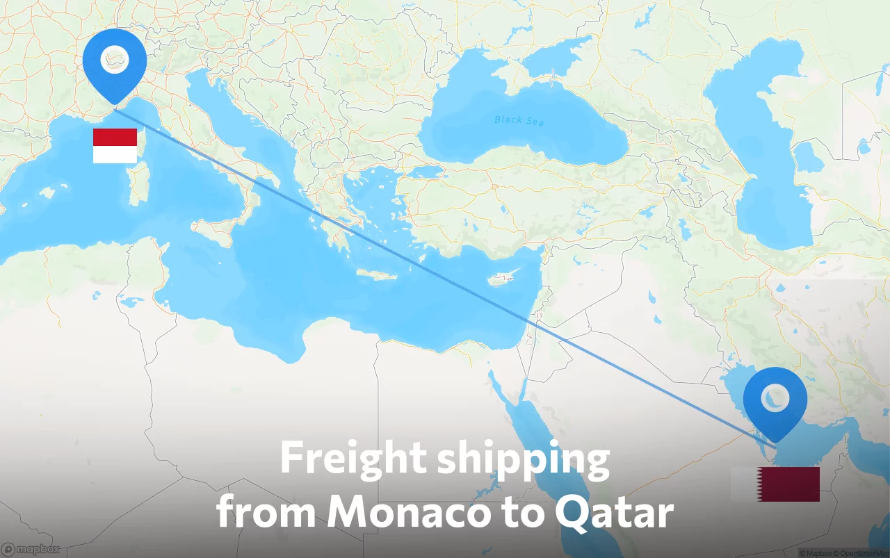 Shipping route from Monaco to Qatar