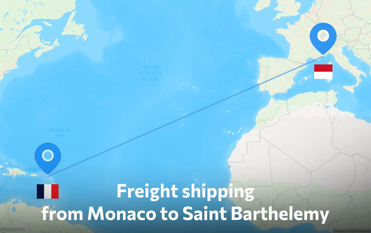 Shipping route from Monaco to Saint Barthelemy
