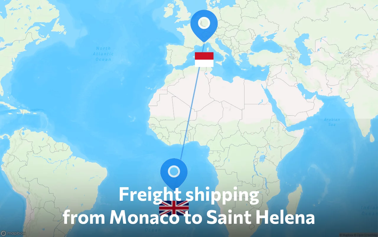 Shipping route from Monaco to Saint Helena