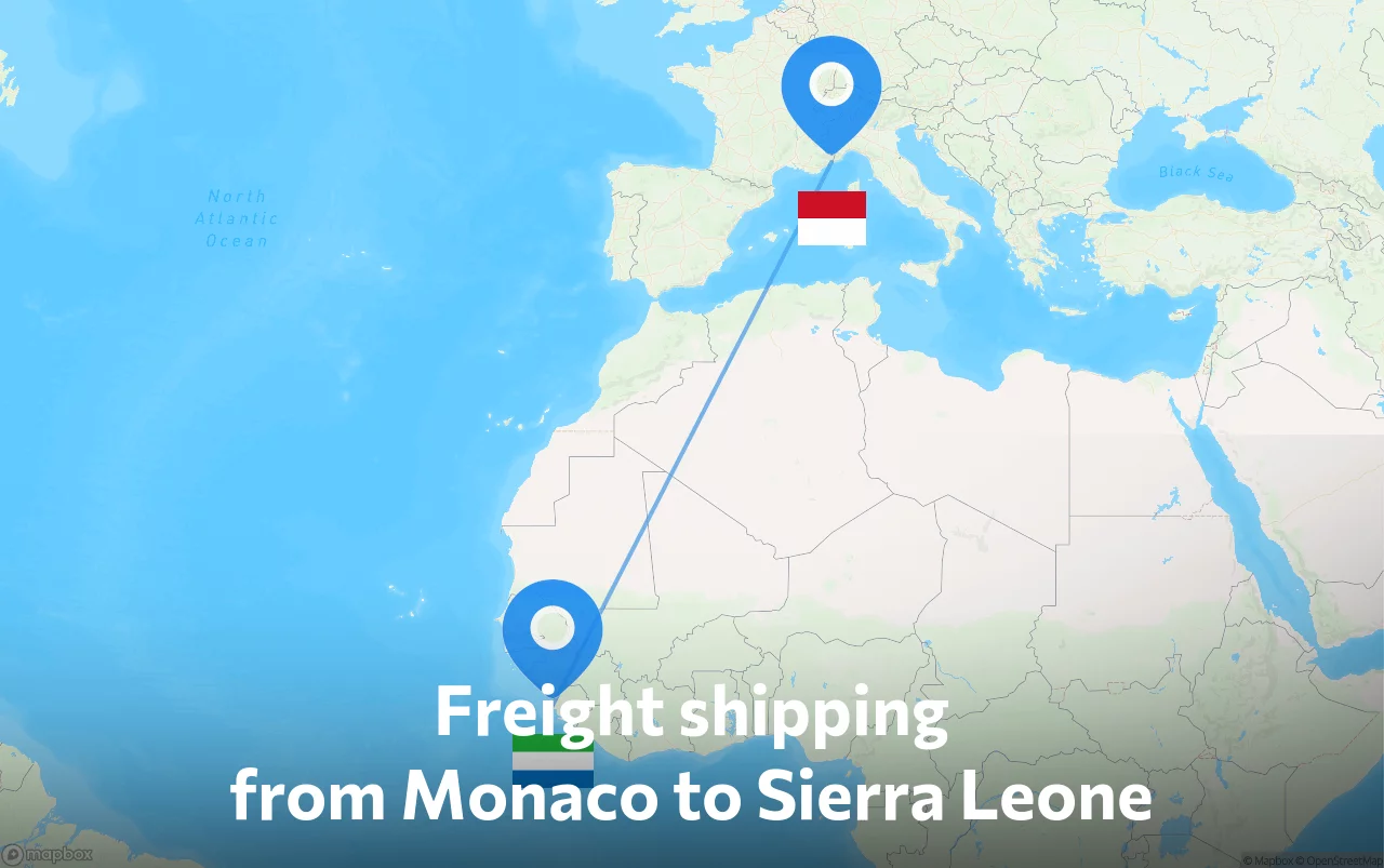 Shipping route from Monaco to Sierra Leone