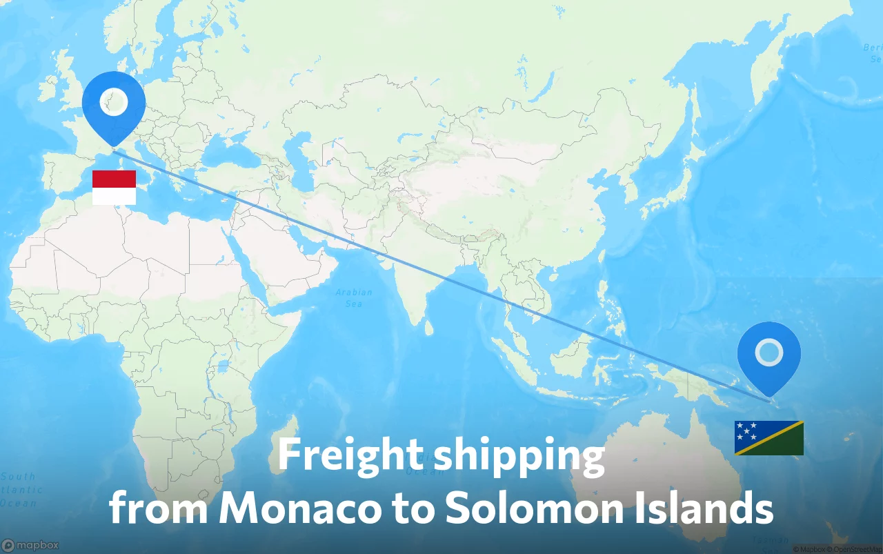 Shipping route from Monaco to Solomon Islands