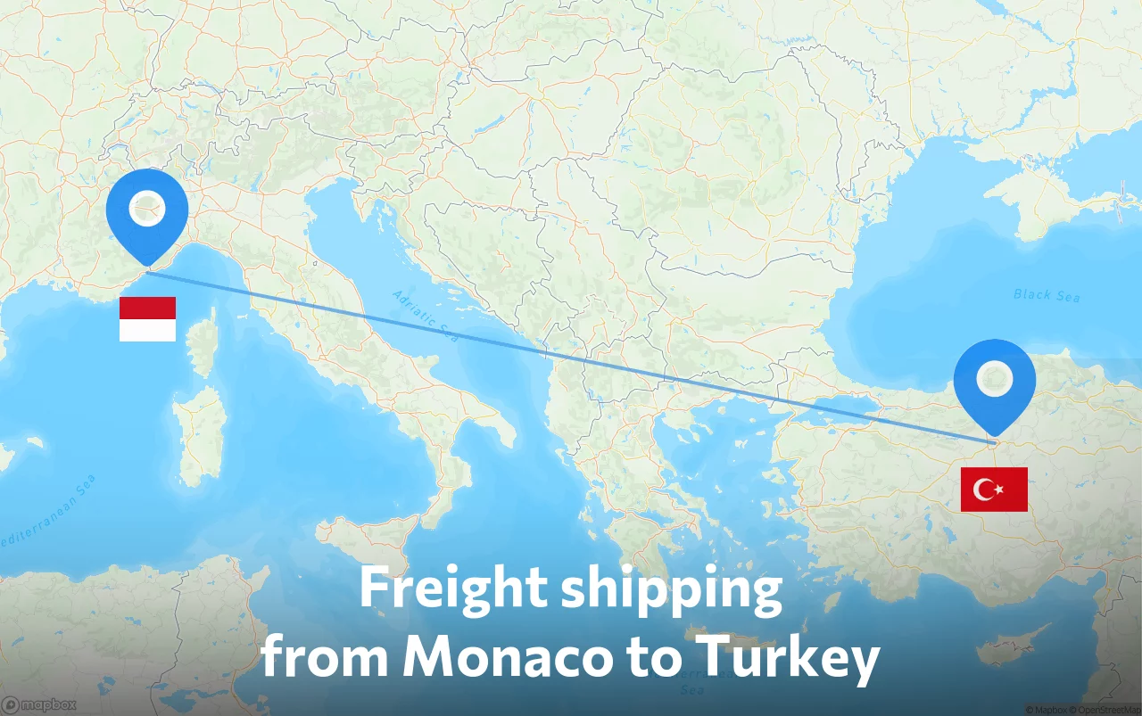 Shipping route from Monaco to Turkey