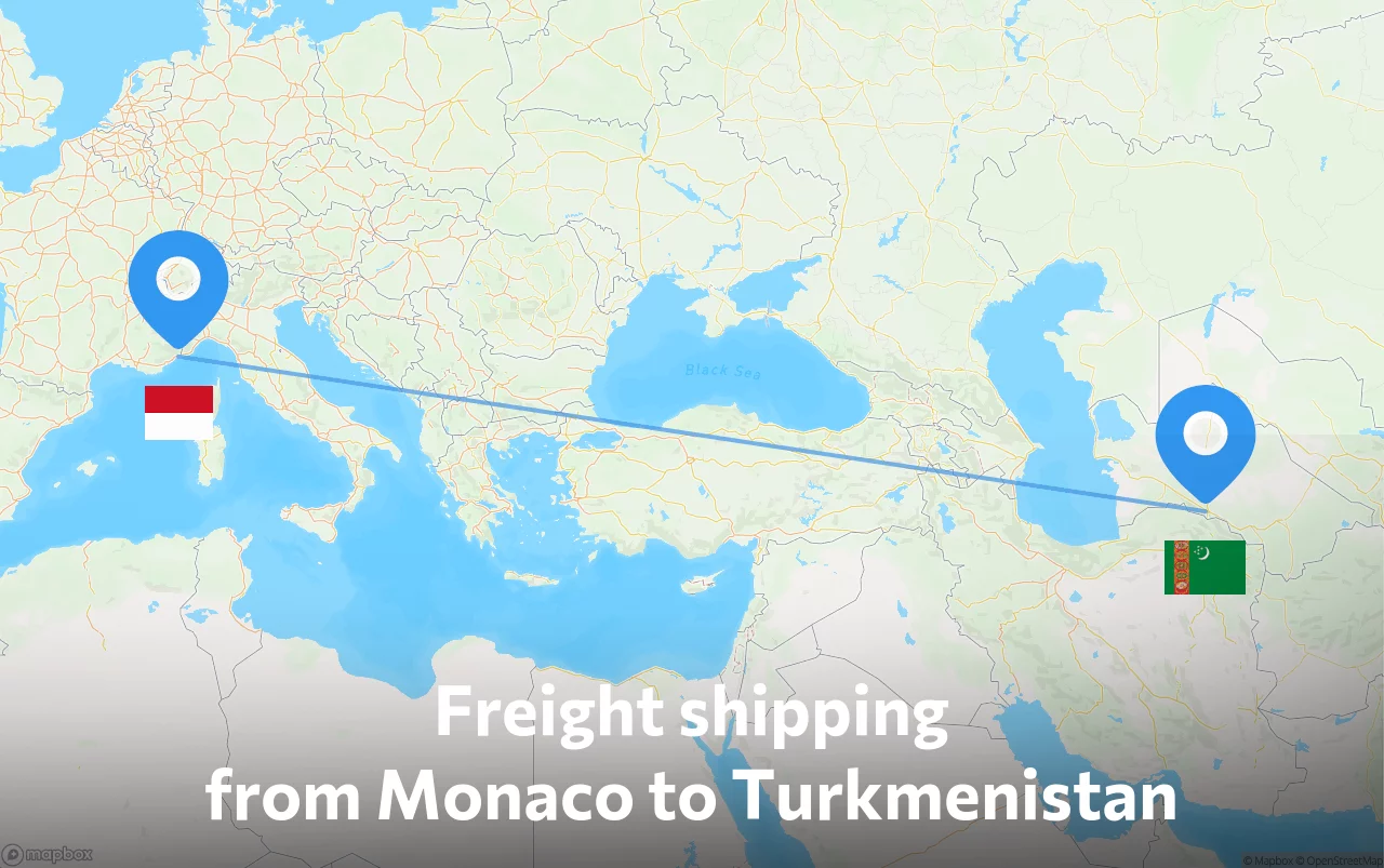 Shipping route from Monaco to Turkmenistan