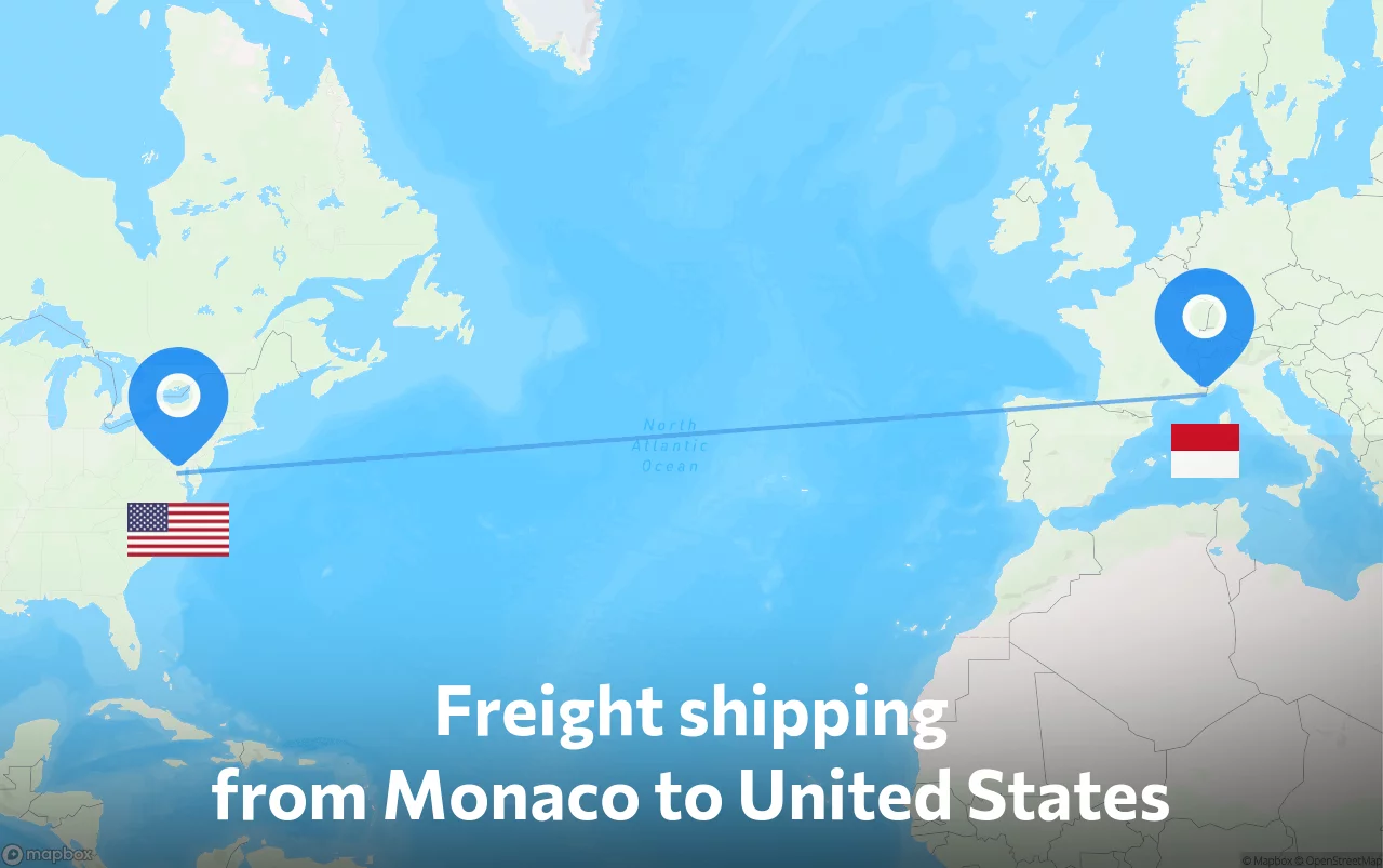 Shipping route from Monaco to United States